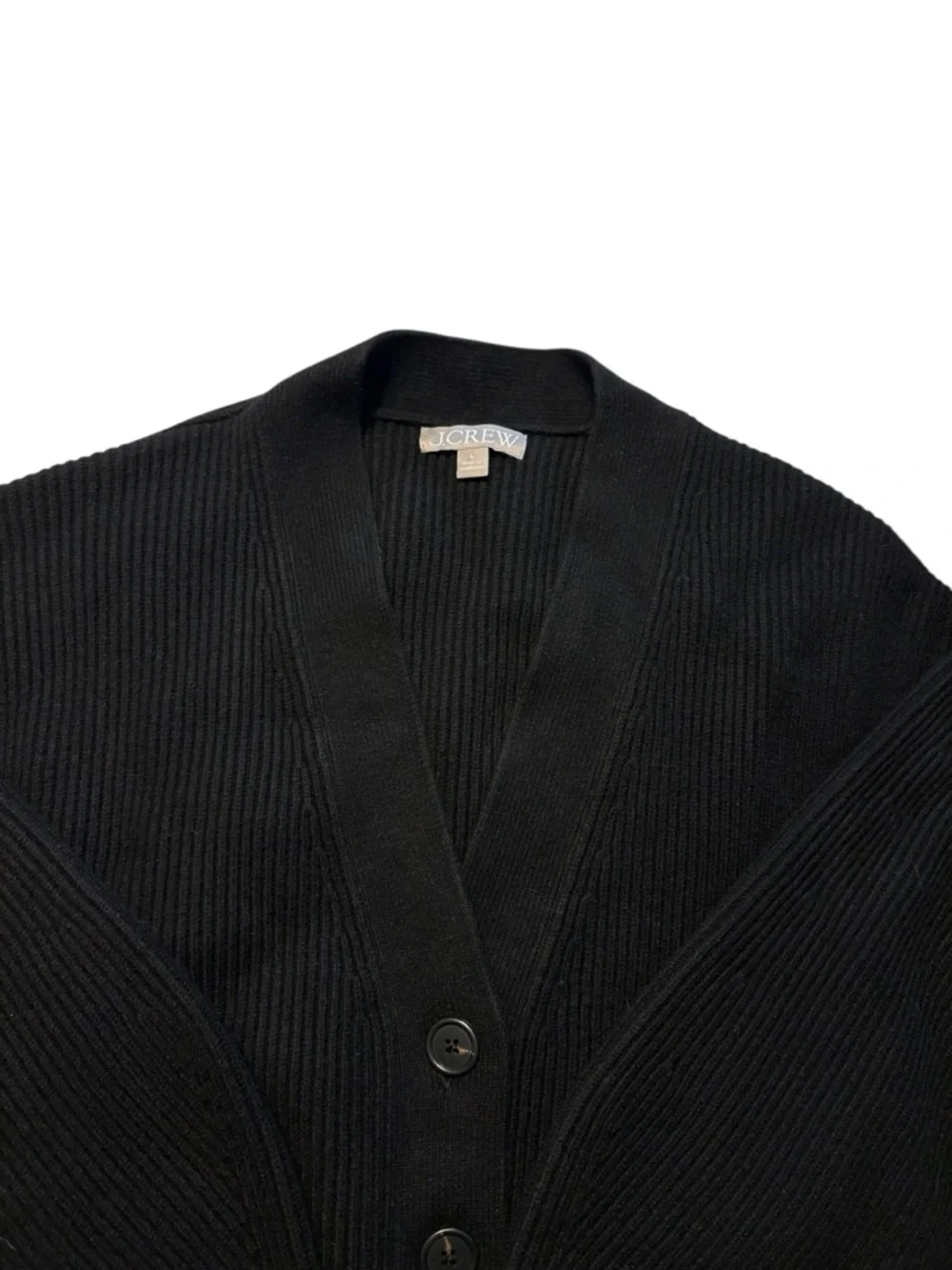 J. Crew Sculptural Cardigan Size Large Black Cropped Relaxed Casual Office